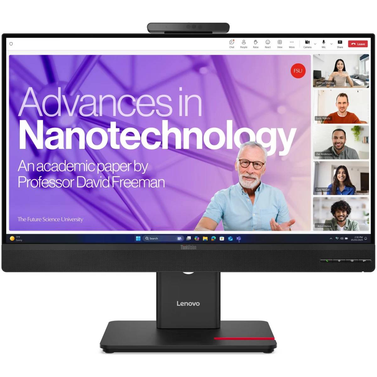 Монитор 23.8" Lenovo ThinkVision T24-40 (64B6MAT1EU), 1920x1080, IPS, 120Hz, Speakers, Webcam (VGA, HDMI, DP)