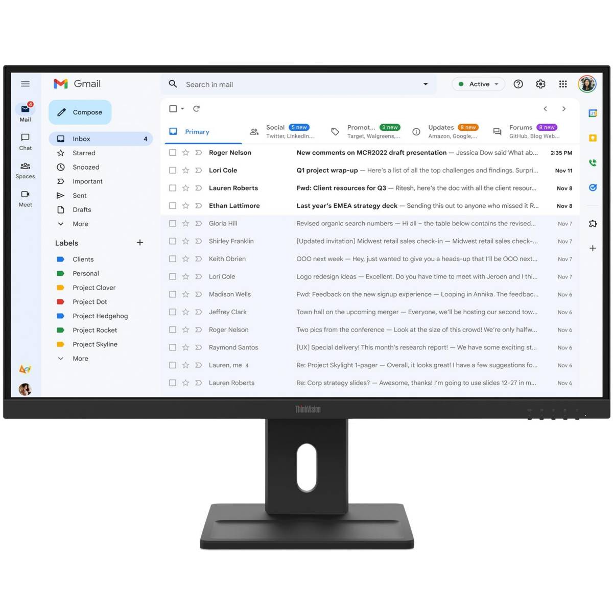 Монитор 27" Lenovo ThinkVision E27-40 (64BCMAT4EU), 1920x1080, IPS, 100Hz, Speakers (HDMI, DP, VGA)