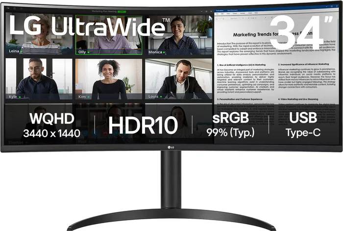 Монитор 34" LG UltraWide 34WR55QK-B, 3440x1440, VA, 100Hz (2xHDMI, DP)