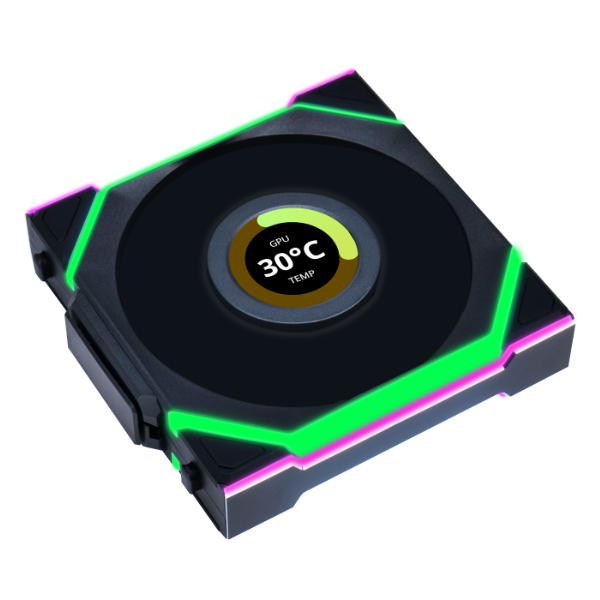Вентилятор 12x12см Lian Li UNI FAN SL WIRELESS LCD 120 Reverse Blade Black G99.12RSLLCD1W1B.R0