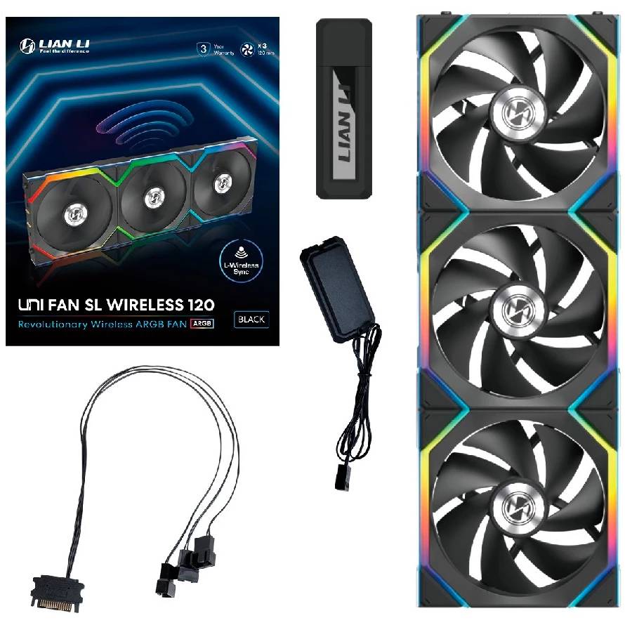 Вентилятор 12x12см Lian Li UNI FAN SL WIRELESS 120 Black G99.12SL1W3B.R0, 3шт + Controller