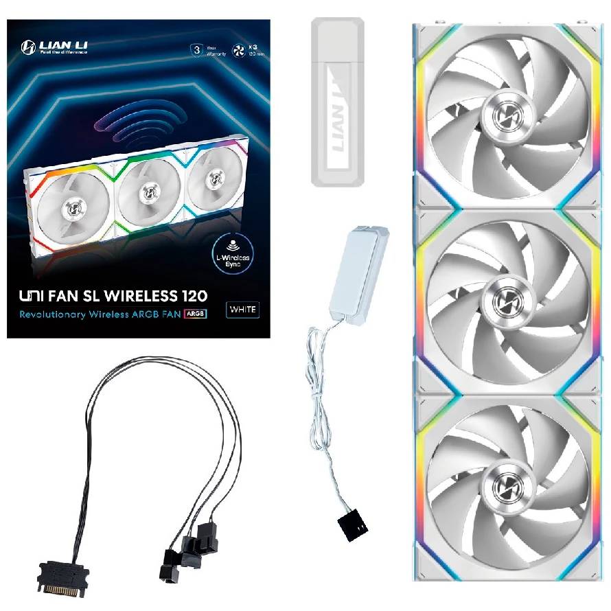 Вентилятор 12x12см Lian Li UNI FAN SL WIRELESS 120 White G99.12SL1W3W.R0, 3шт + Controller