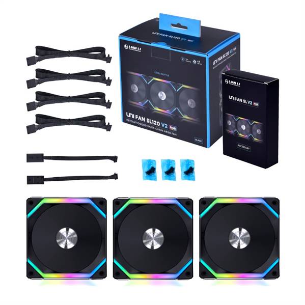 Вентилятор 12x12см Lian Li SL 120 V2 Black G99.12SLV23B.00, 3шт + Controller