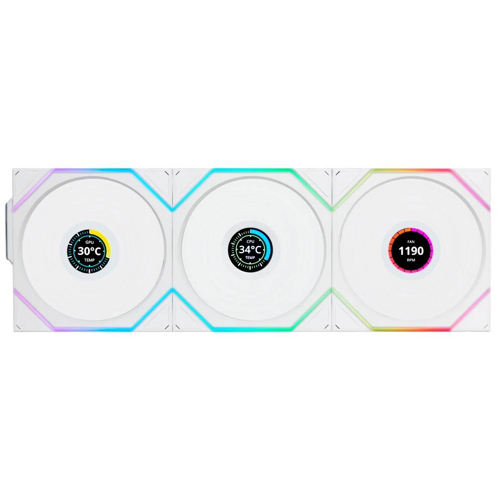 Вентилятор 12x12см Lian Li UNI FAN TL Wireless LCD 120 ARGB White G99.12TLLCD1W3W.R0, 3 шт.