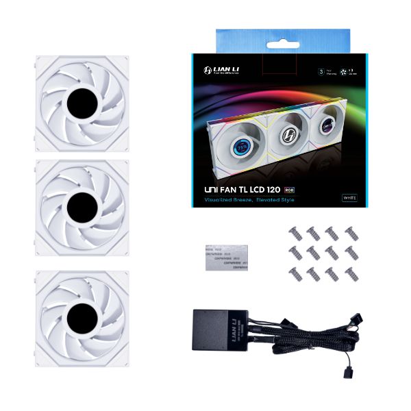 Вентилятор 12x12см Lian Li UNI FAN TL LCD 120 White G99.12TLLCD3W.00(R0), 3шт