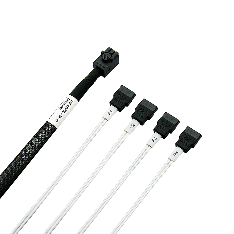 Кабель SFF-8643 - 4xSATA, 0.8м, Linkreal SFF-8643 4SATA-0.8m