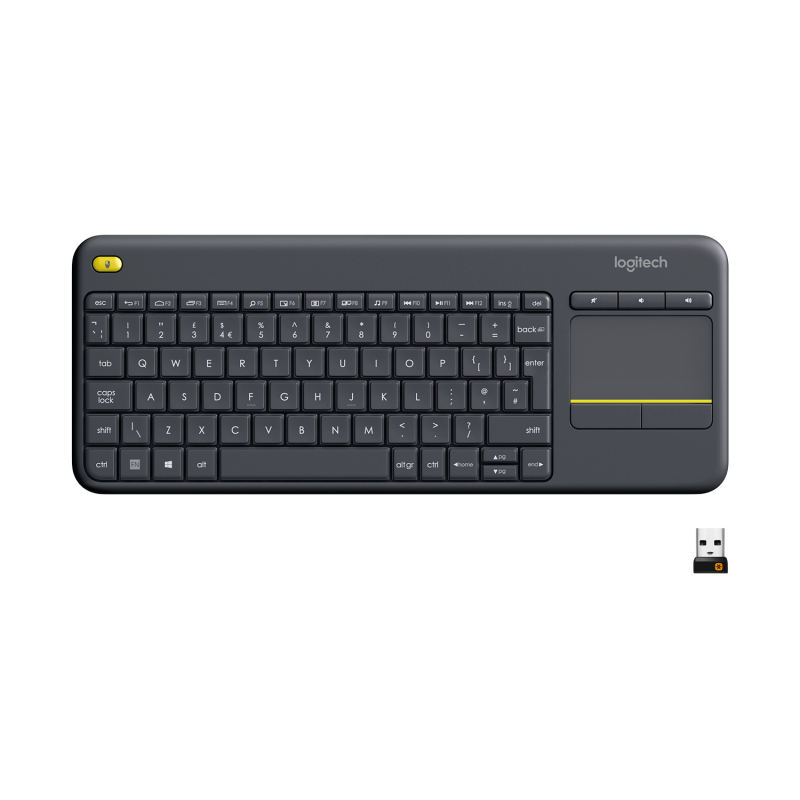 Клавиатура Logitech K400 plus, TouchPad, USB, черный, 920-007173