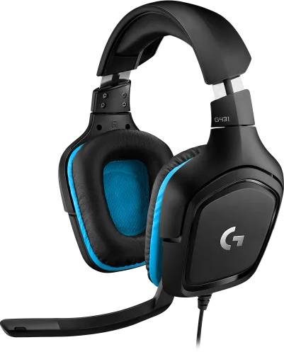 Гарнитура Logitech G431, черный/синий 981-000772