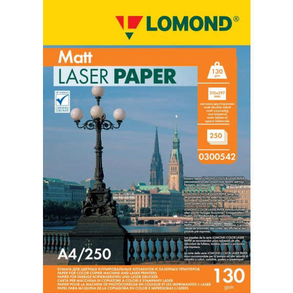 Фотобумага Lomond 0300542 A4/130г/м2/250л./белый матовое/матовое для лазерной печати