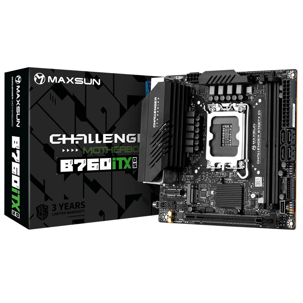 Материнская плата Maxsun Challenger B760ITX D5, LGA1700, (2xDP, 2xHDMI), 2xDDR V, mini-ITX
