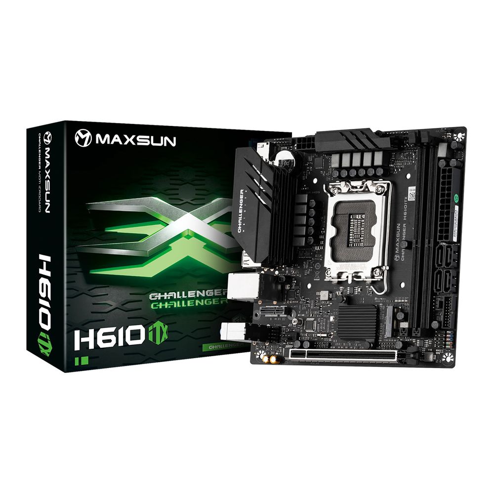 Материнская плата Maxsun Challenger H610 ITX 2LAN V3, LGA1700, (2xHDMI, DP), 2xDDR IV, mini-ITX
