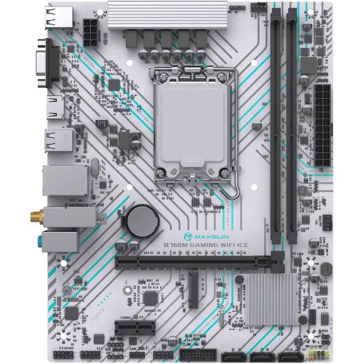 Материнская плата Maxsun MS-B760M GAMING WIFI ICE, LGA1700, (VGA, HDMI), 2xDDR V, mATX