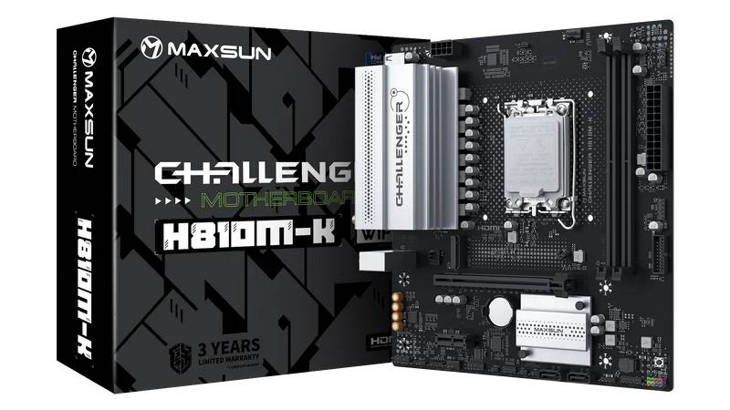 Материнская плата Maxsun MS-Challenger H810M-K WIFI, LGA1851, (DP, HDMI), 2xDDR V, mATX