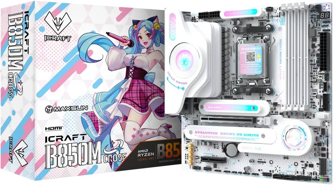 Материнская плата Maxsun MS-iCraft B850M CROSS, AM5, (HDMI, DP), 4xDDR V, mATX