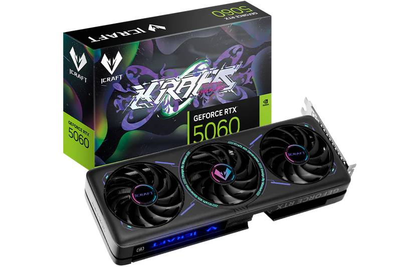 Видеокарта GeForce RTX 5060, 8Gb GDDR7 128bit, MAXSUN RTX 5060 MS-RTX5060 iCraft OC8G, RTL