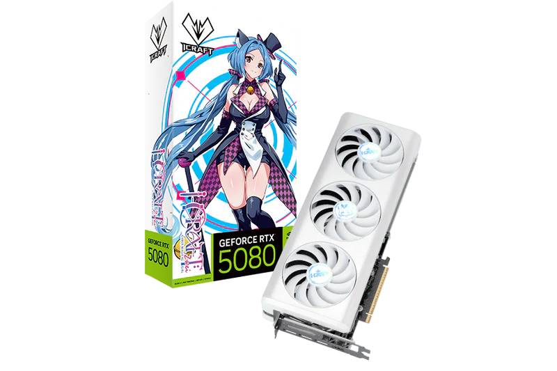 Видеокарта GeForce RTX 5080, 16Gb GDDR7 256bit, MAXSUN RTX 5080 iCraft OC16G AIGA Plus, RTL