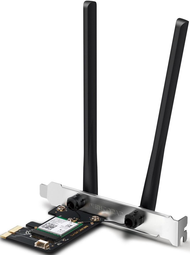 Сетевая карта Wi-Fi+Bluetooth, Mercusys MA80XE, 2.4/5GHz, 2976Mbps, PCI-Ex1