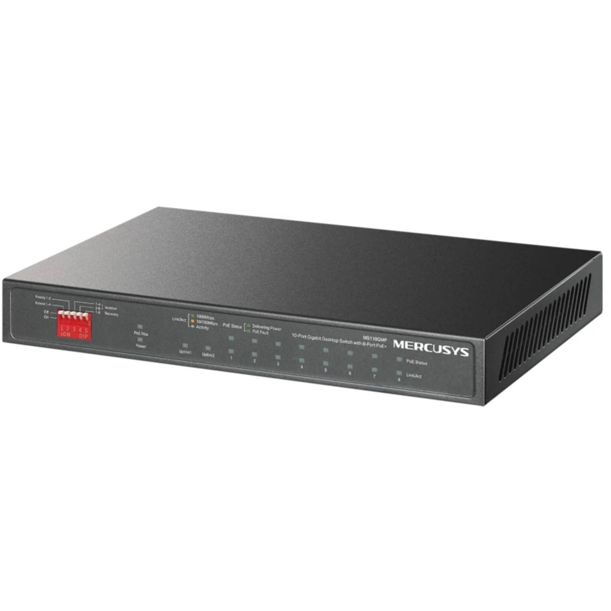 Коммутатор Mercusys MS110GMP, 8xLAN 1Gbps, 2xUplink 1Gbps, PoE