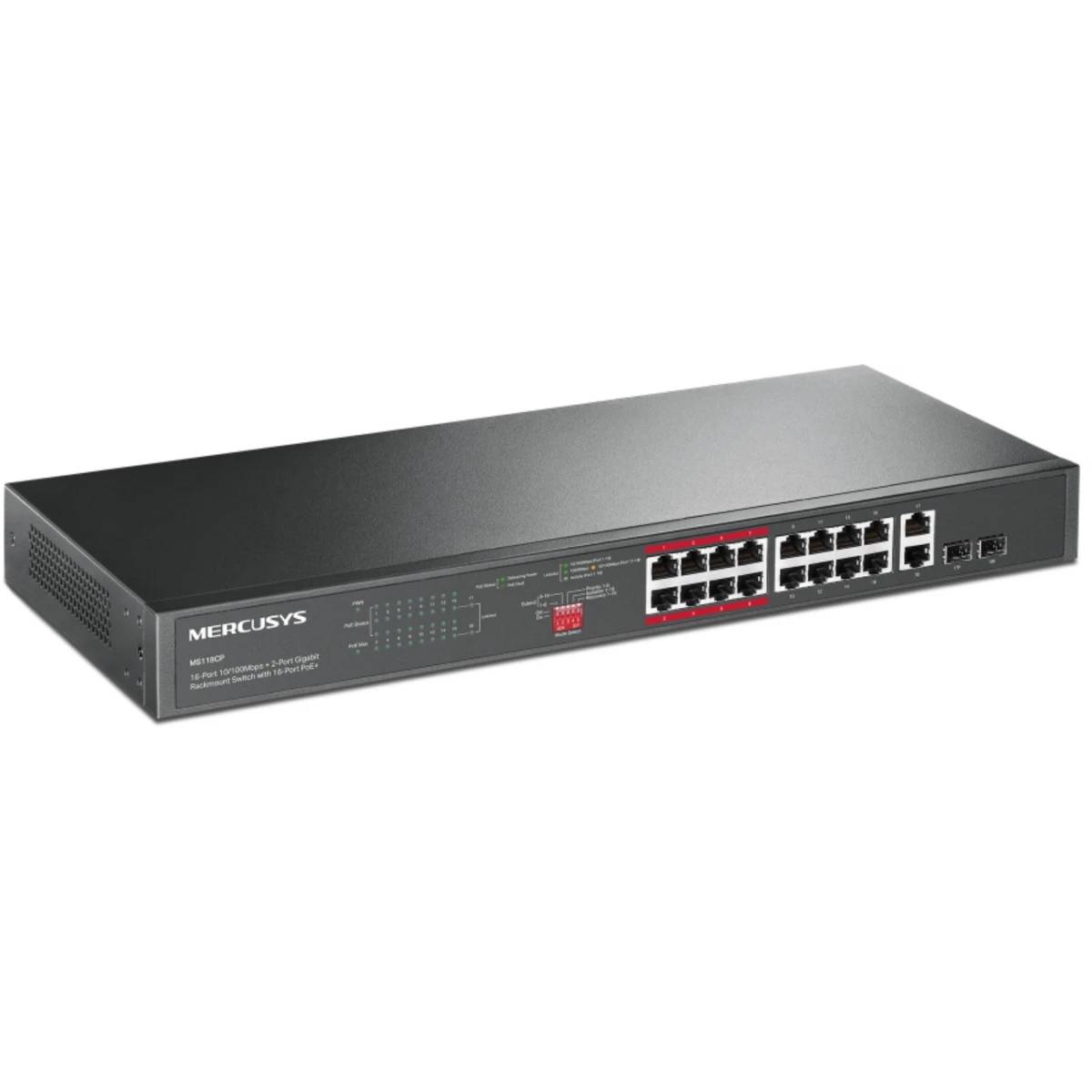 Коммутатор Mercusys MS118CP, 16xLAN 1Gbps, 2xSFP 1Gbps, PoE