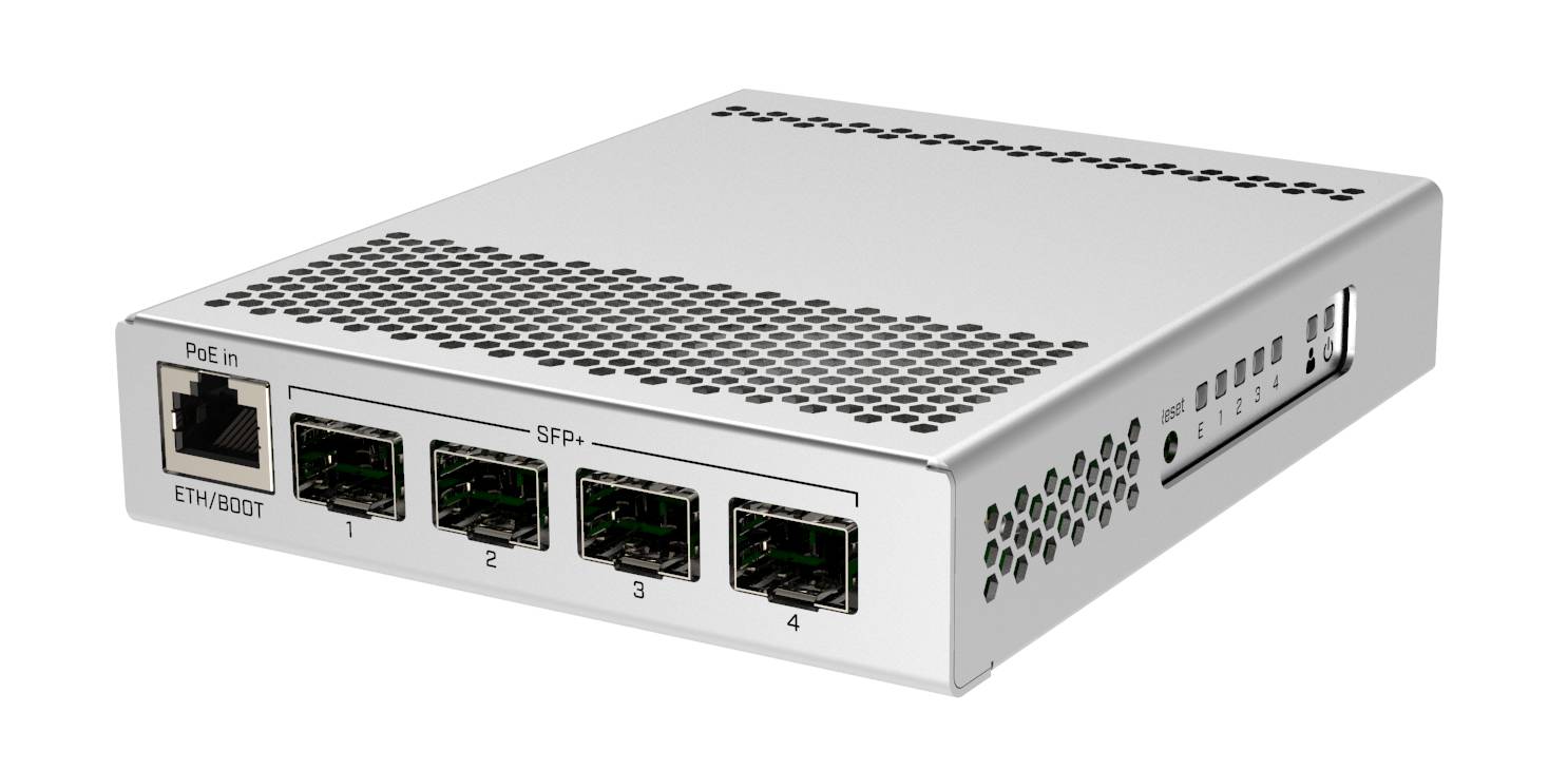 Коммутатор Mikrotik CRS305-1G-4S+IN, 1xLAN 1Gbps, 4xSFP+, PoE