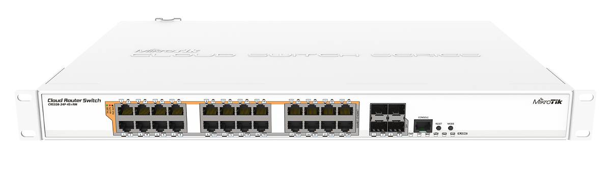 Коммутатор Mikrotik Cloud Router Switch CRS328-24P-4S+RM, 24xLAN 1Gbps, 4xSFP+