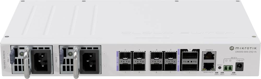 Коммутатор Mikrotik CRS510-8XS-2XQ-IN, 1xLAN 100Mbps, 8xSFP28, 2xQSFP28