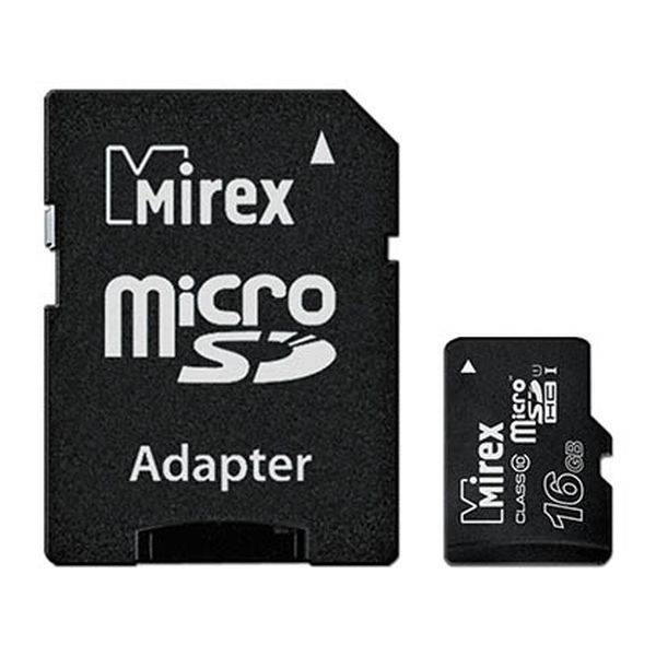 Карта памяти 16Gb Mirex 13613-ADSUHS16, SD Micro, SDHC Class 10, UHS-I U1, переходник