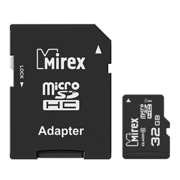 Карта памяти 16Gb Mirex 13613-ADSUHS32, SD Micro, SDHC Class 10, UHS-I U1, переходник