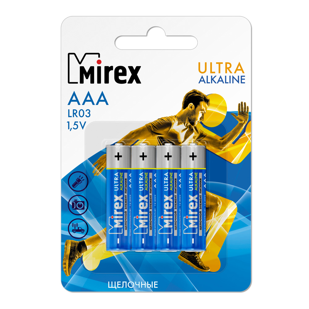 Батарейка AAA LR03, Mirex 23702-LR03-E4 Алкалайн блистер 4шт