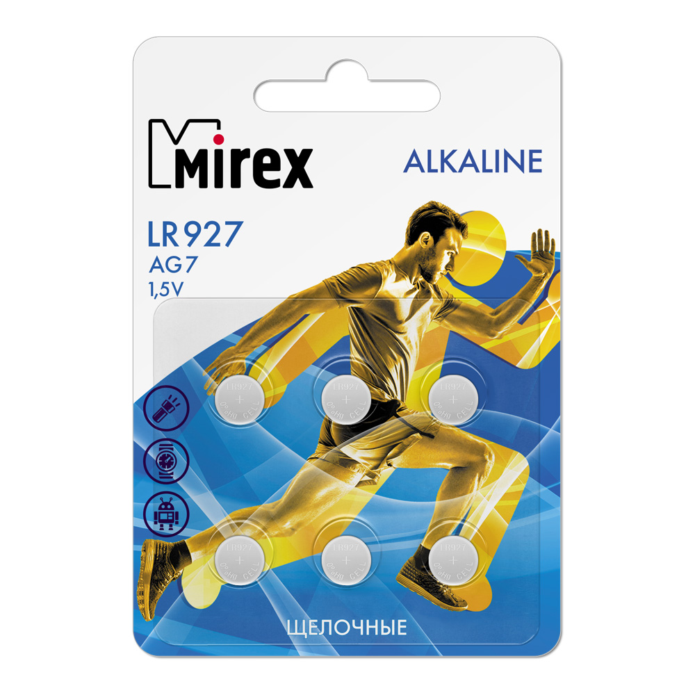 Батарейка LR927 (AG7), Mirex 23702-LR927-E6 блистер 6шт