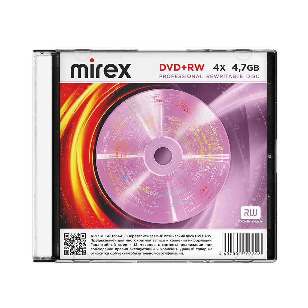 DVD+RW 4.7Gb 4x Mirex UL130022A4S 1шт SlimCase