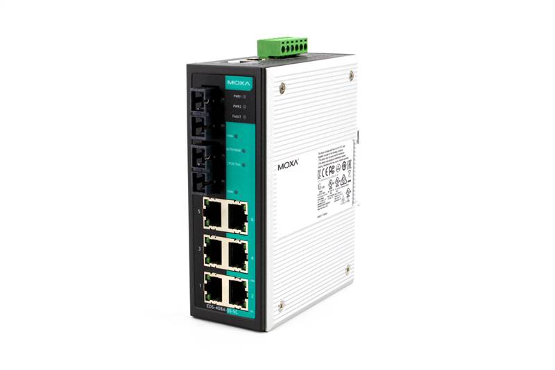 Коммутатор Moxa EDS-408A-SS-SC-T, 6xLAN 100Mbps, 2x100BaseFX