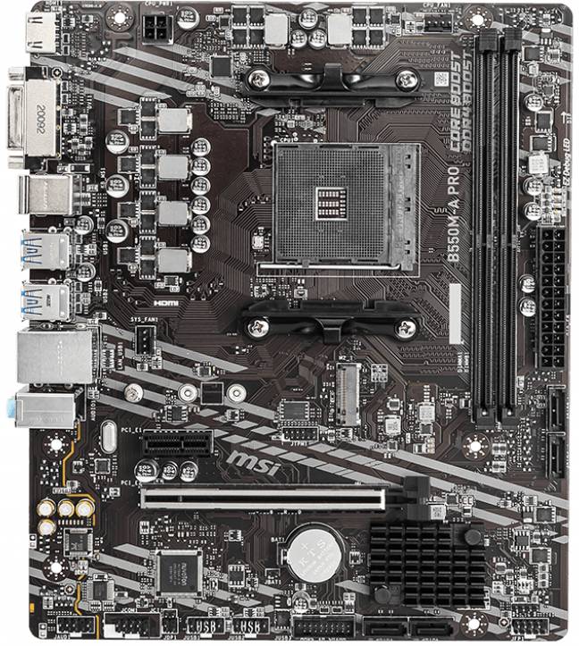 Материнская плата MSI B550M-A PRO, AM4, (HDMI, DVI), 2xDDR4, mATX