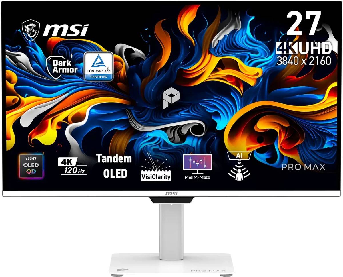 Монитор 27" MSI Pro Max 271UPXW12G, 3840x2160, OLED, 120Hz, Speakers (2xHDMI, DP) (9S6-3PF9CA-013)