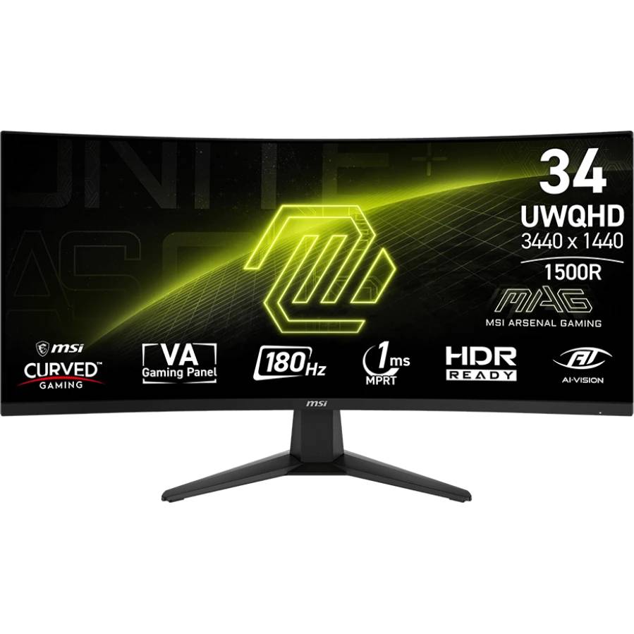 Монитор 34" MSI MAG 346CQ 1500R, 3440x1440, VA, 180Hz (2xHDMI, DP)