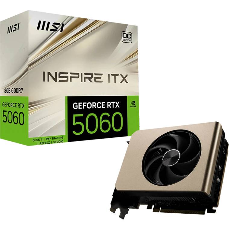 Видеокарта GeForce RTX 5060, 8Gb GDDR7 128bit, MSI RTX 5060 8G INSPIRE ITX OC, RTL