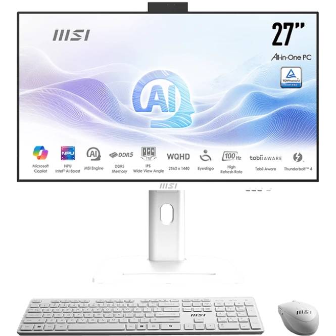 Моноблок MSI Modern AM273QP AI 1UM-095XRU, 27" IPS, Core Ultra 7 155U/ 16Gb/ 1TbSSD/ White (9S6-AF0112-095)