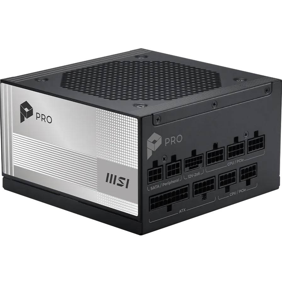 Блок питания 1000Вт, MSI PRO A1000PL PCIE5, 80 Plus Platinum, APFC, ATX (306-7ZPLX)