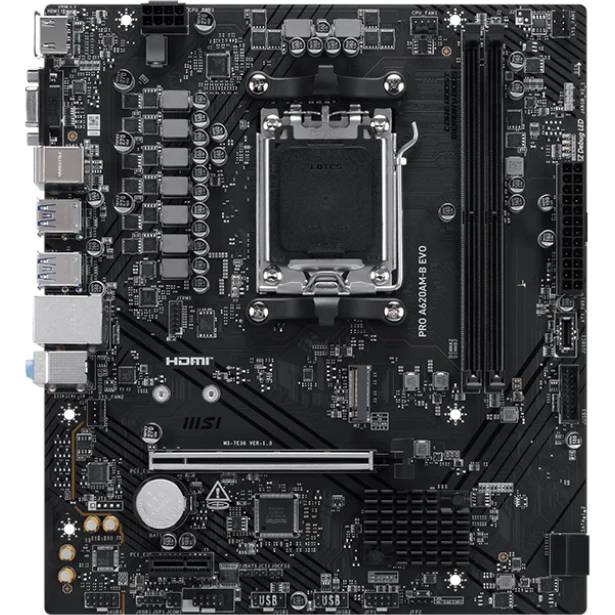 Материнская плата MSI PRO A620M-B EVO, AM5, (VGA, HDMI), 2xDDR V, mATX