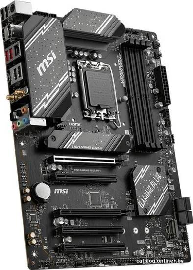 Материнская плата MSI B760 GAMING PLUS WIFI DDR4, LGA1700, (HDMI, DP), 4xDDR IV, ATX (ТОЛЬКО В СОСТАВЕ ПЭВМ)