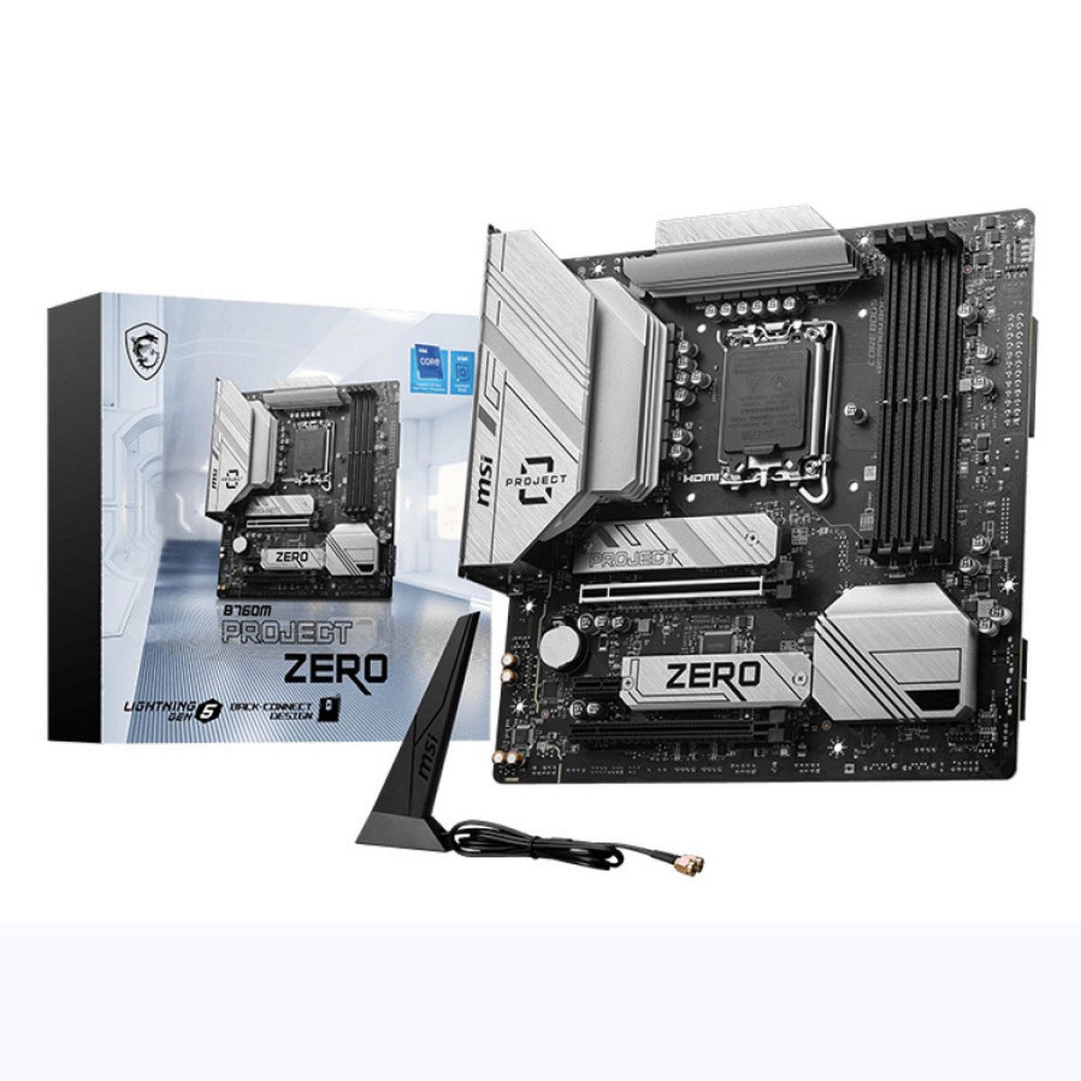 Материнская плата MSI B760M PROJECT ZERO, LGA1700, (HDMI, DP), 4xDDR V, mATX