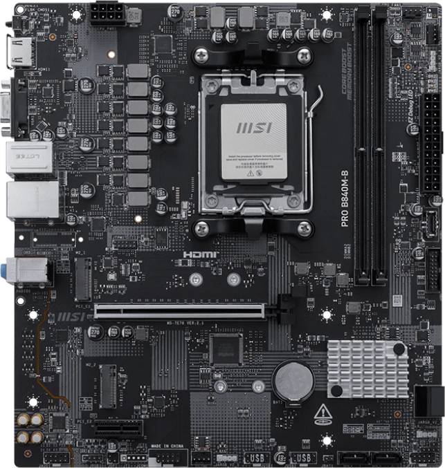 Материнская плата MSI PRO B840M-B, AM5, (HDMI, VGA), 2xDDR V, mATX  (ТОЛЬКО В СОСТАВЕ ПЭВМ)