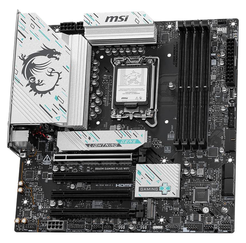 Материнская плата MSI B860M GAMING PLUS WIFI, LGA1851, (HDMI, DP), 4xDDR V, mATX