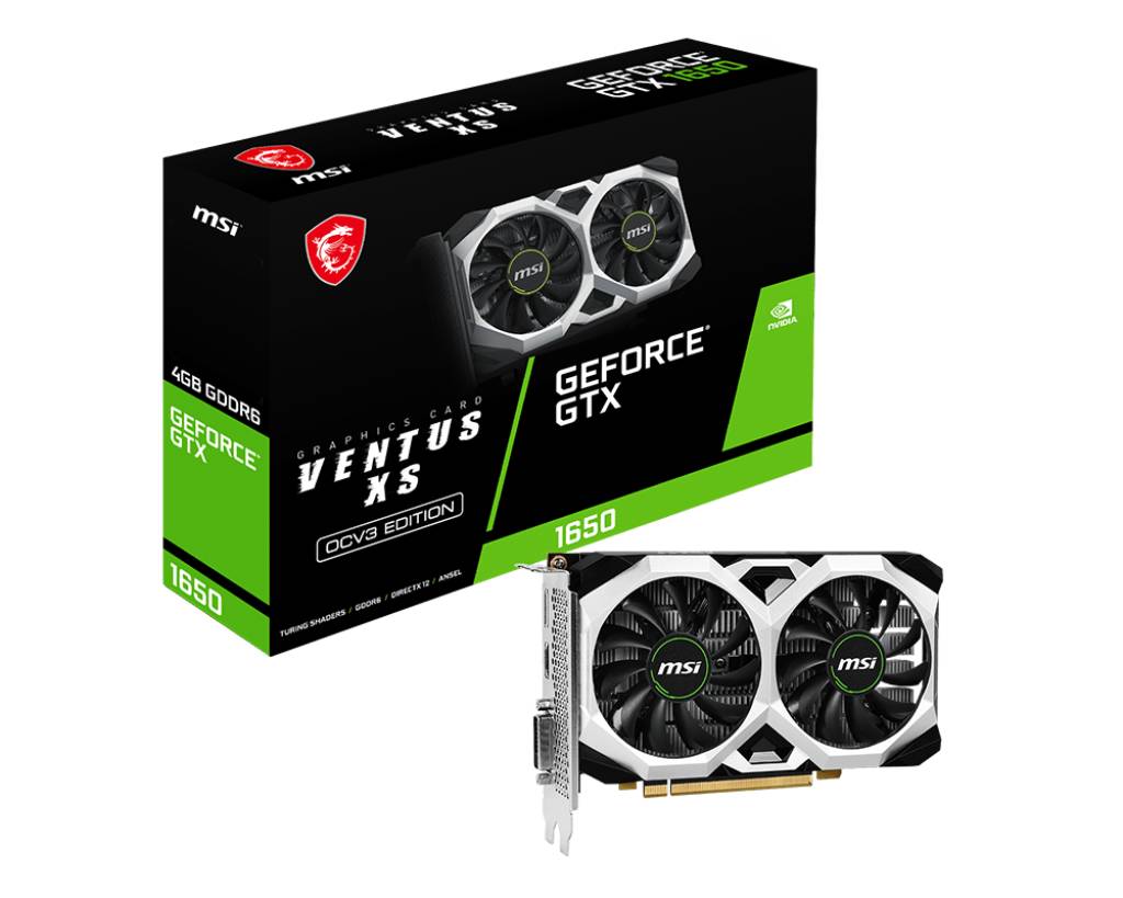 Видеокарта GeForce GTX 1650, 4Gb GDDR6 128bit, MSI GTX 1650 D6 VENTUS XS OCV3, RTL