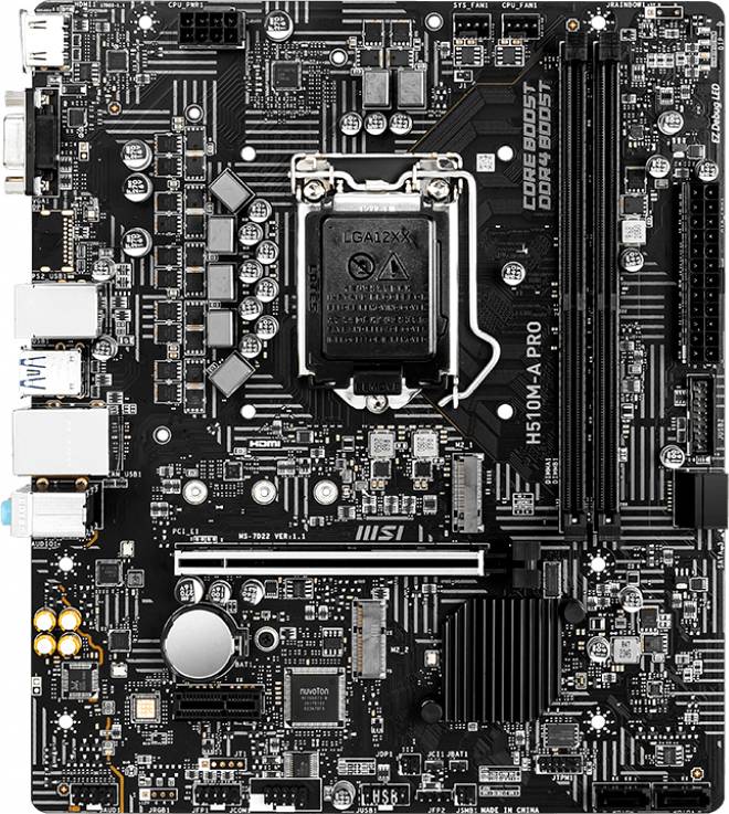 Материнская плата MSI H510M-A PRO, LGA1200, (VGA, HDMI), 2xDDR IV, mATX