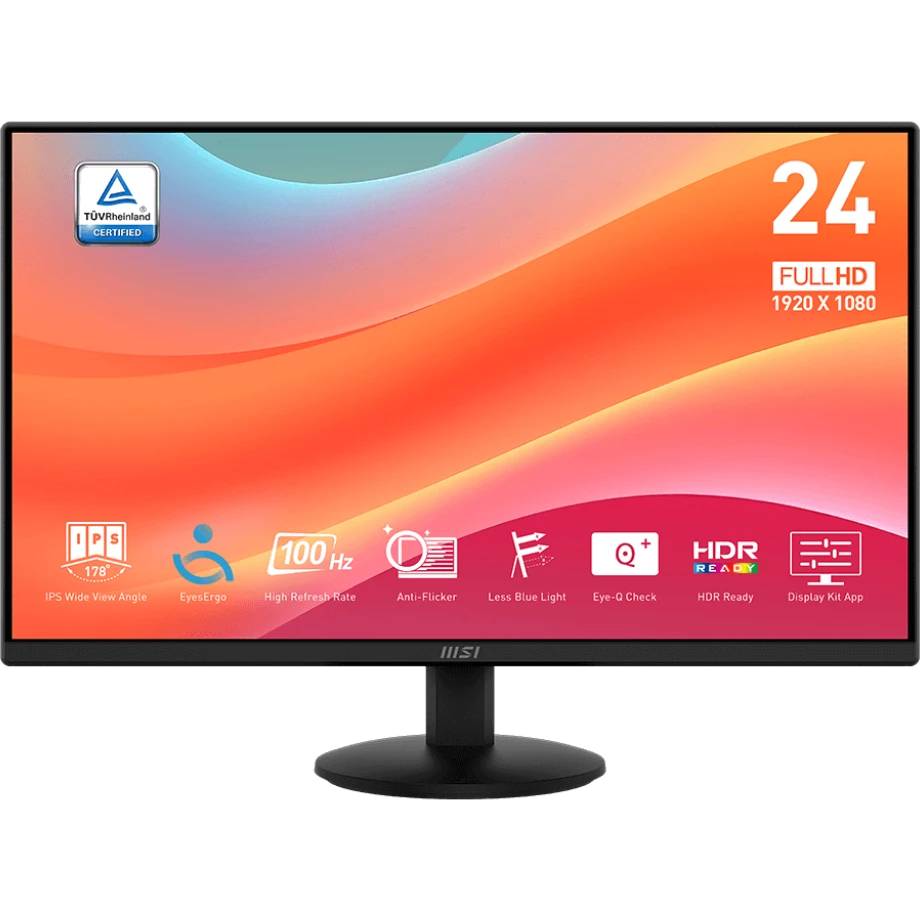 Монитор 23.8" MSI Pro MP242L, 1920x1080, IPS, 100Hz, Speakers (HDMI, DP)