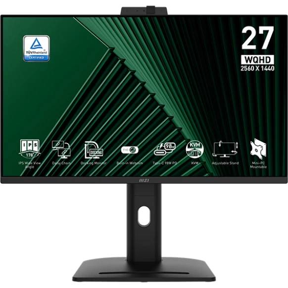 Монитор 27" MSI Pro MP275QPDG, 2560x1440, IPS, 100Hz, Speakers (2xHDMI, DP, USB Type-C)