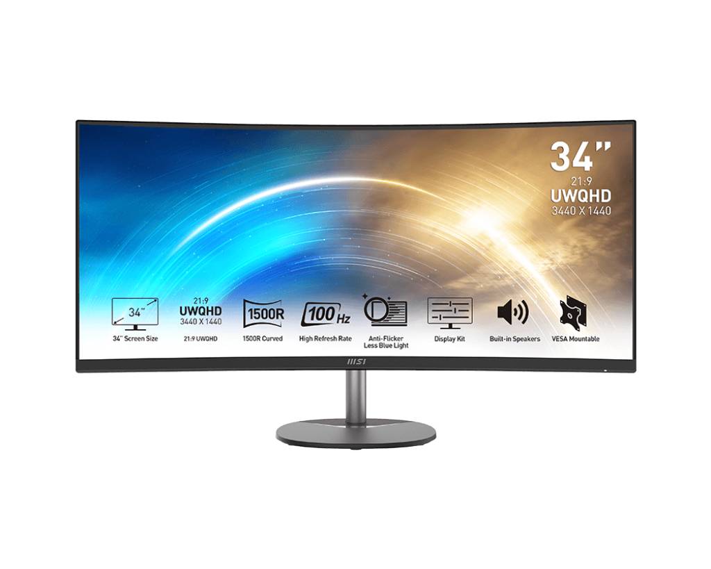 Монитор 34" MSI Pro MP341CQ, 3440x1440, VA, 100Hz, Speakers (2xHDMI, DP) (9S6-3PB2CT-027)