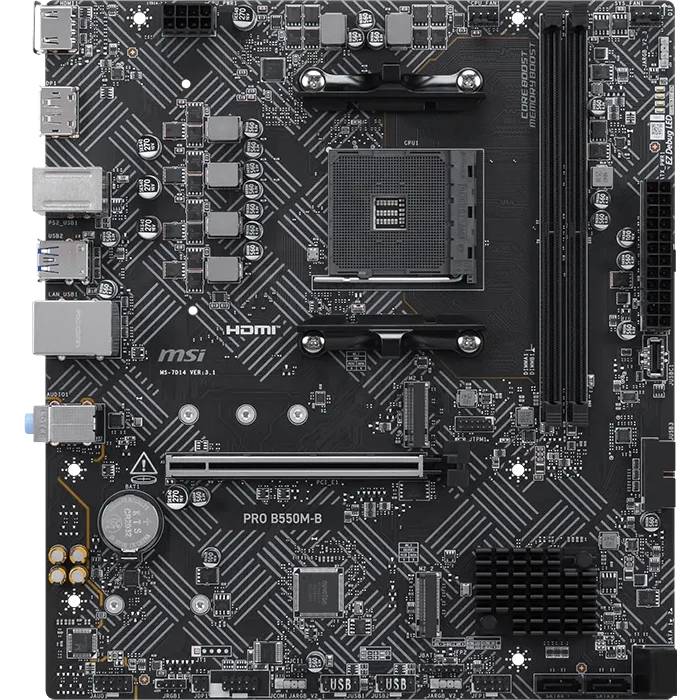 Материнская плата MSI PRO B550M-B, AM4, (HDMI, DP), 2xDDR IV, mATX