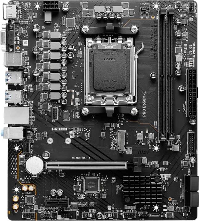 Материнская плата MSI PRO B650M-E, AM5, (VGA, HDMI), 2xDDR V, mATX